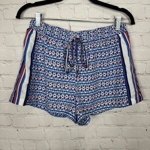 Skies Are Blue pull on elastic waist lined‎ multi pattern shorts, sz M